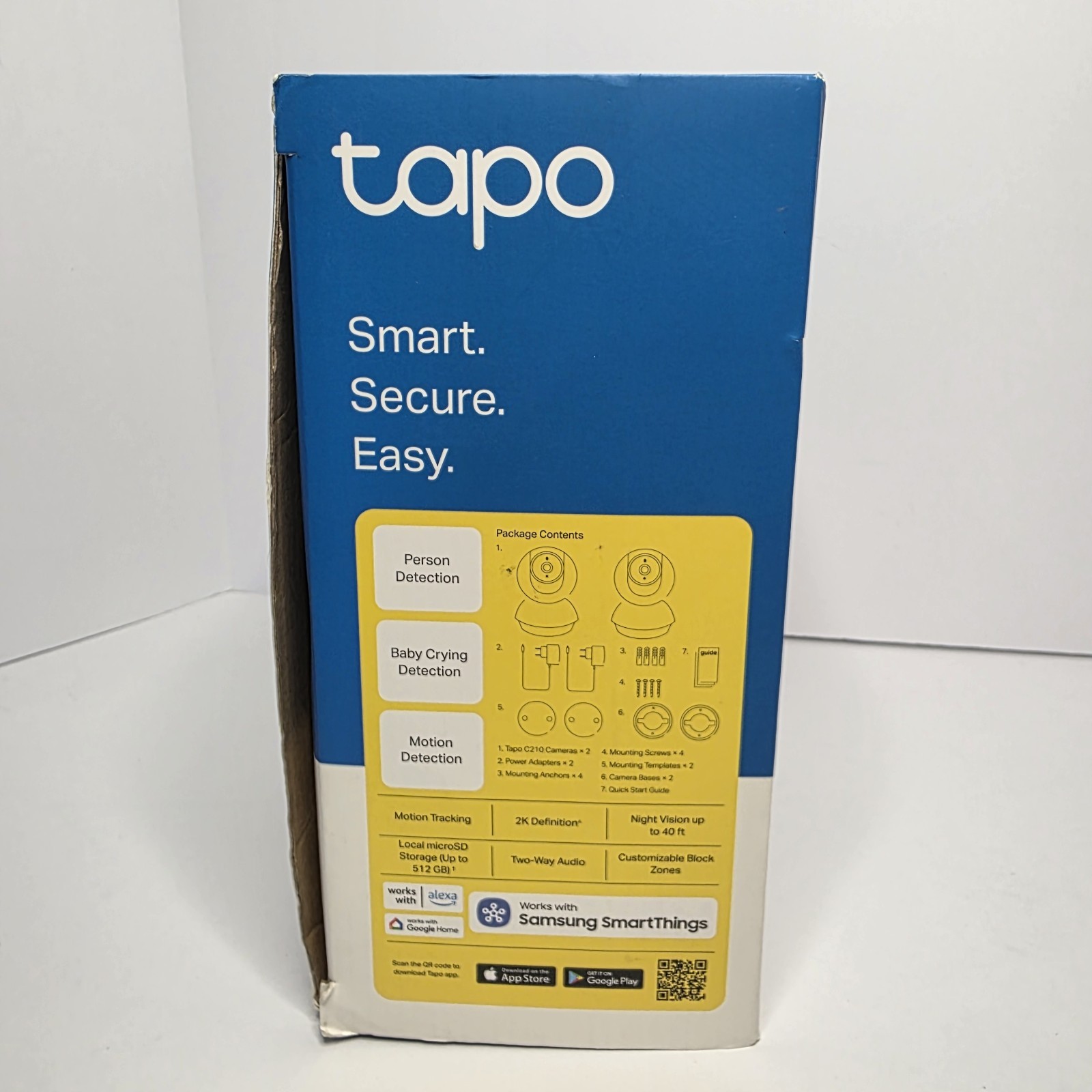 TP-Link Tapo C210P2 2K Pan Tilt WiFi Indoor Security Cameras 2 Pack White