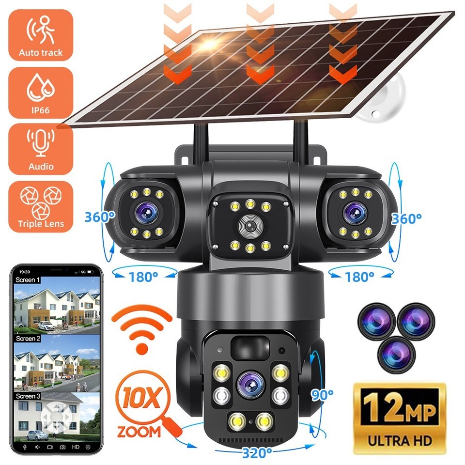 Solar Battery Powered Wireless WiFi Home Security Camera System Outdoor Pan/Tilt