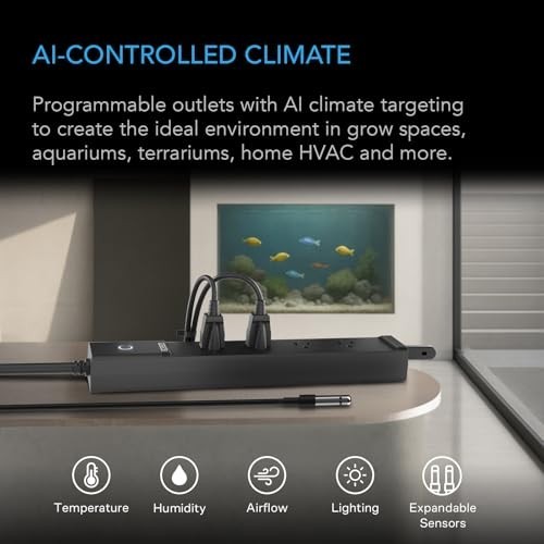 AC Infinity Smart WiFi Power Strip, Dual-Zone Temp Humidity Controller, 4 Plugs