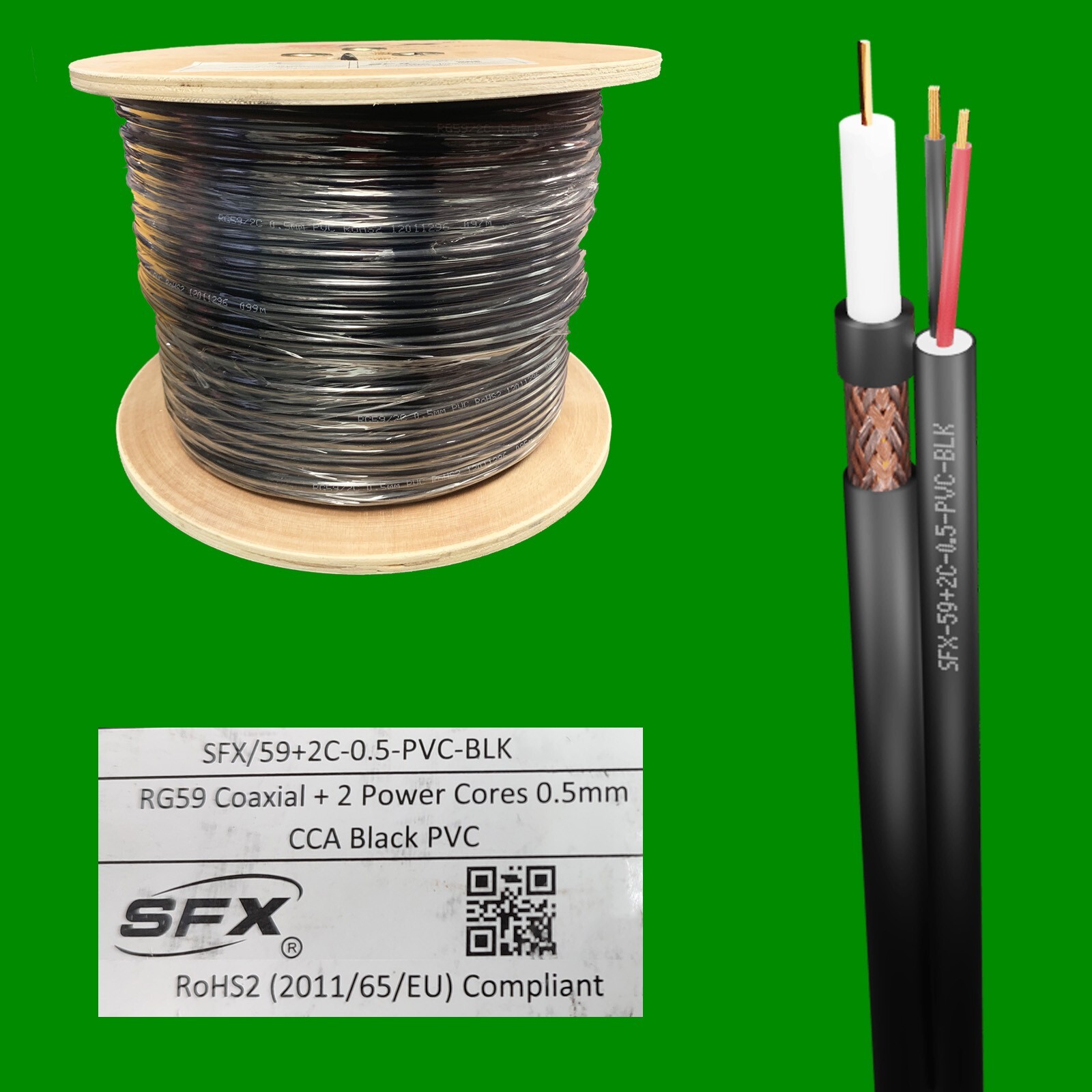 RG59 Cable rg59 Coaxial BNC & 2 Core Shotgun PTZ CCTV Camera cable Video Power