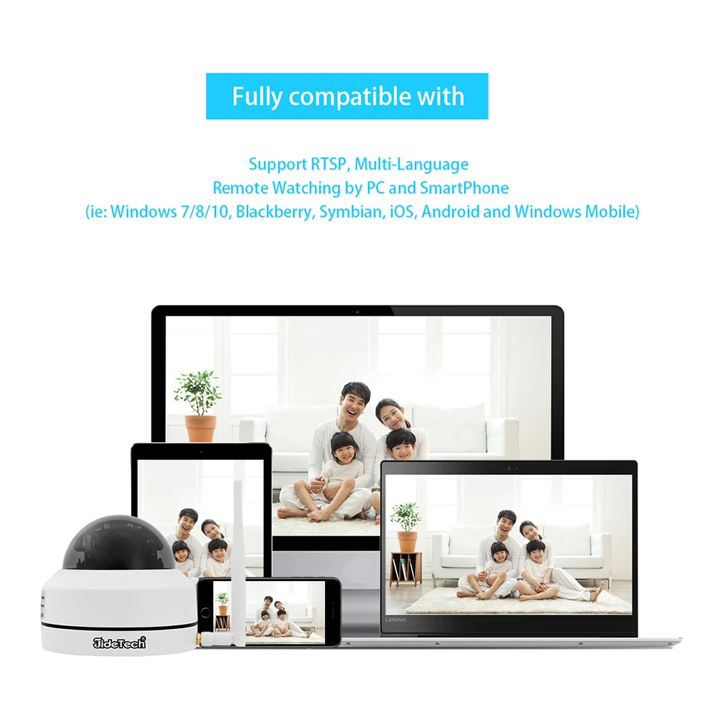 JideTech 1080P Mini PTZ WiFi Camera 5X Optical Zoom Auto Tracking Outdoor Dome