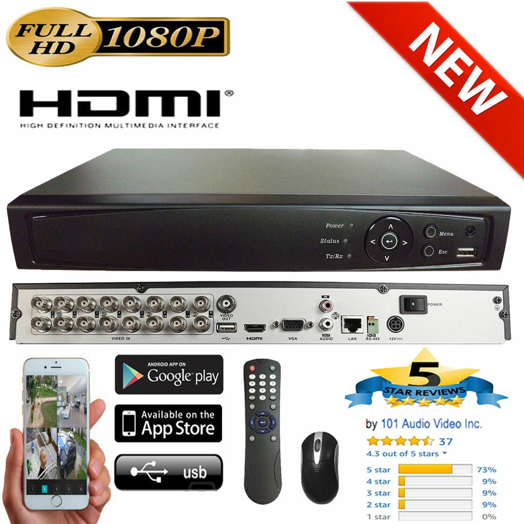 Security Camera System 1080P HD 16CH Channel DVR 2TB HDD & 2.8mm Fixed Cam x8