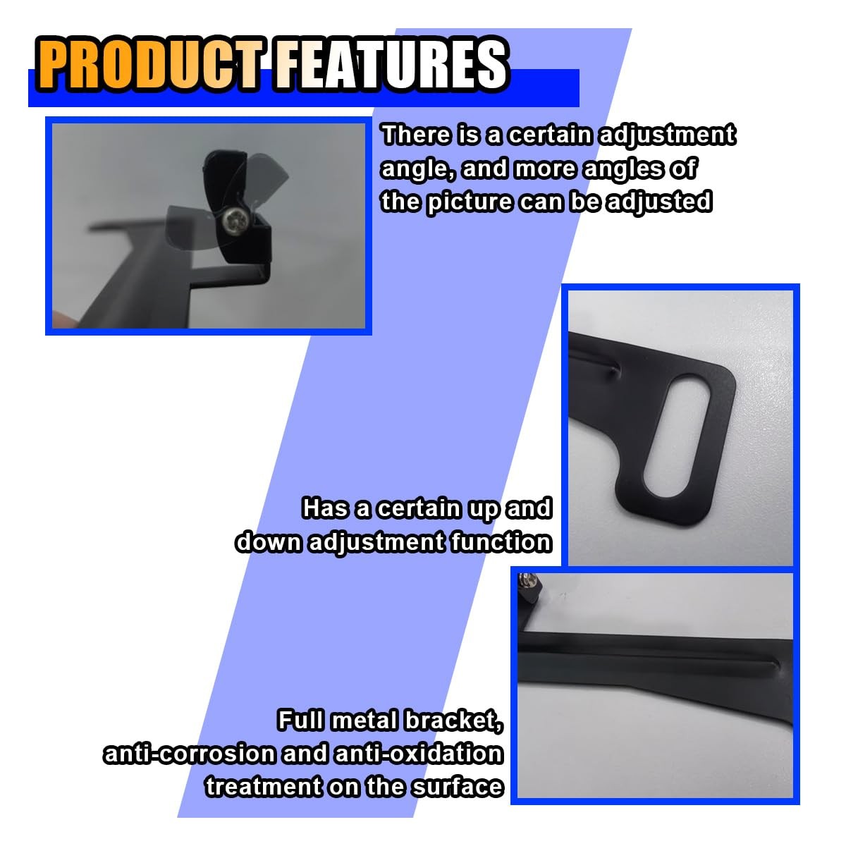 Reverse Rear Camera License Plate Bracket, Installation Holder for Black