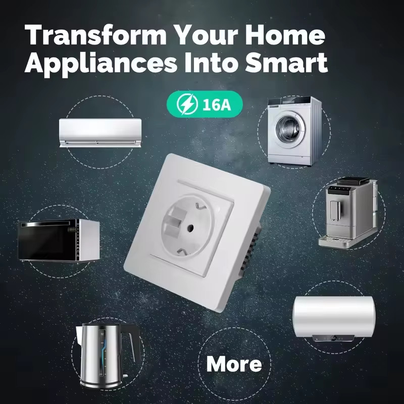Tuya ZigBee Smart Socket EU Wall Embedded Outlet Energy Monitor Indicator App Re