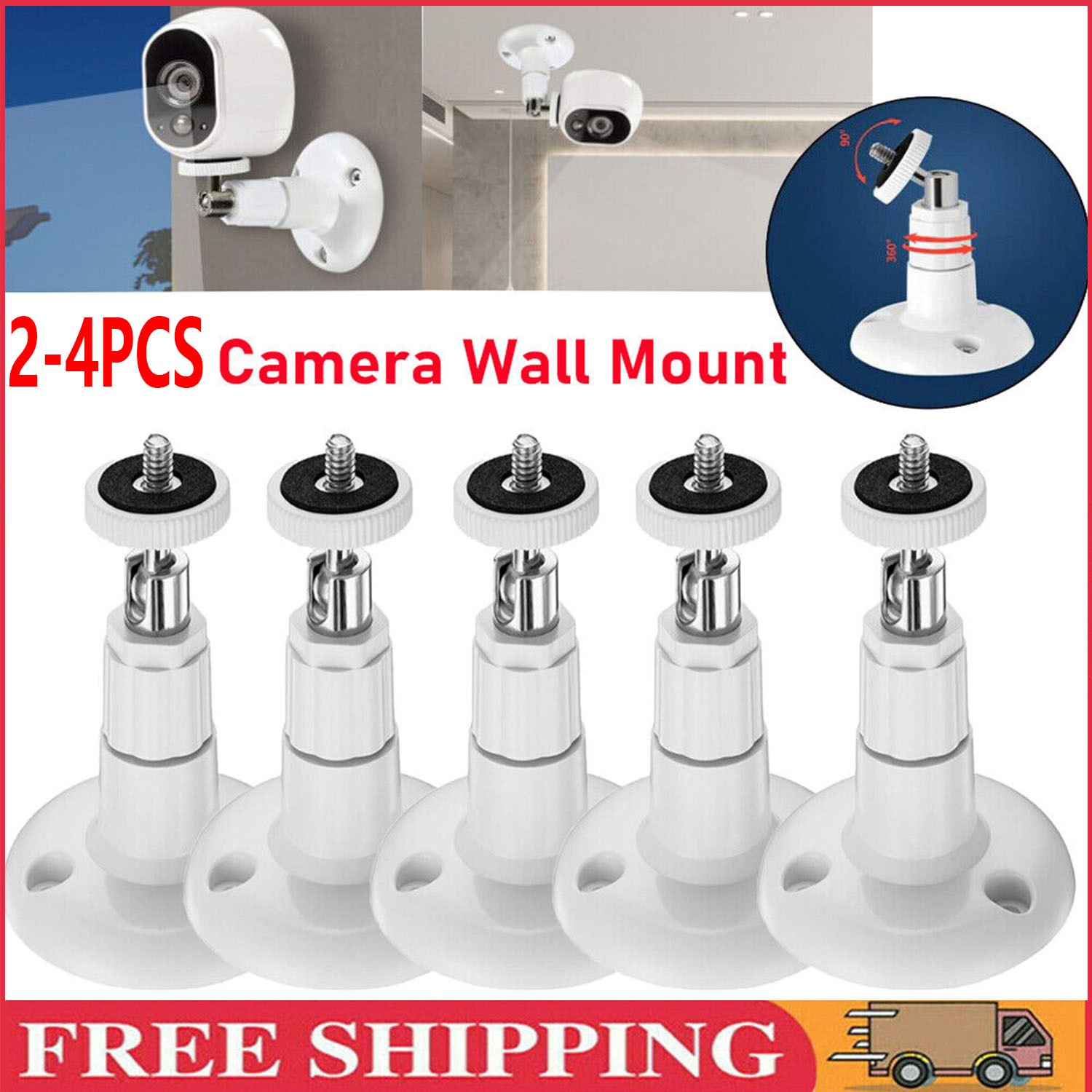 4PC 360° Adjustable Wall Mount for Arlo Pro 4/3/2, Arlo Ultra Eufy Cam 2C Camera