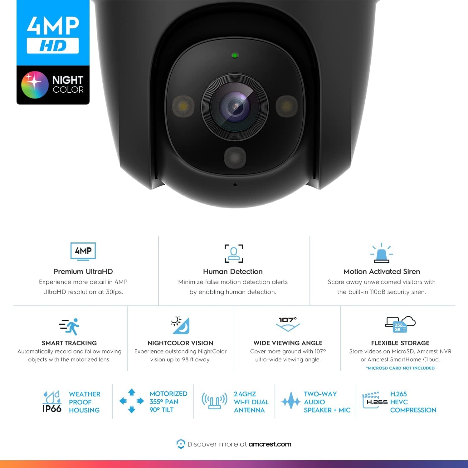 4MP Outdoor PT WiFi IP Camera Pan Tilt Zoom 16x SmartHome WiFi Camera Security