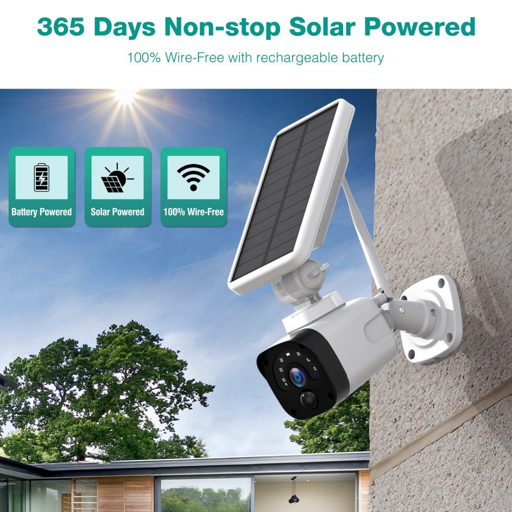 Wireless Security Camera System Outdoor Solar Battery Powered WiFi Motion Detect