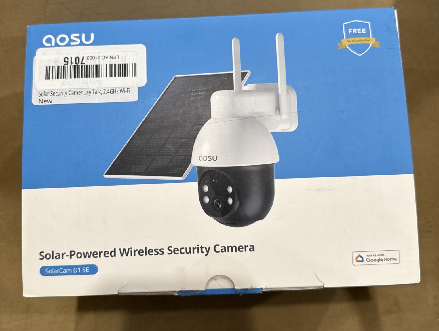 AOSU C9E2CA11 (SolarCam D1 SE) Solar Security Camera Wireless Outdoor-OPEN BOX!