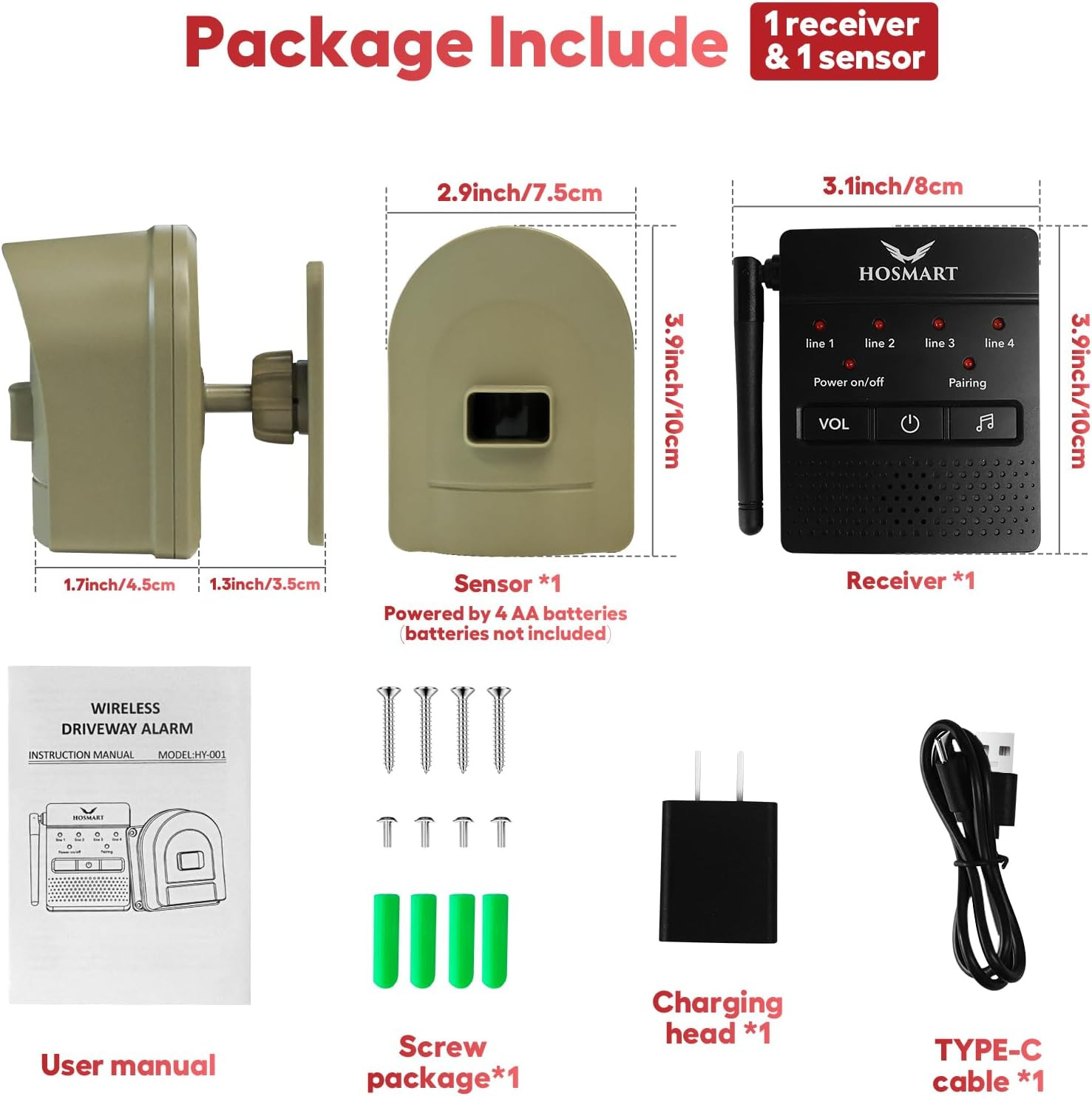 Wireless Driveway Alarm 1/2 Mile Motion Sensor Outdoor Weatherproof Security
