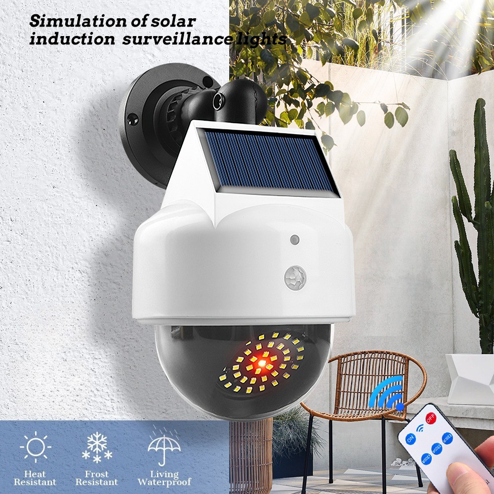 Solar Power Dummy Security Camera Fake Waterproof LED Light Surveillance Outdoor