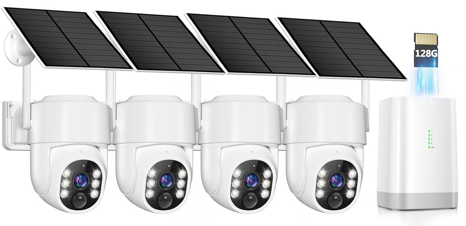 4MP Security Cameras Wireless Outdoor,No Subscription 128GB Local White