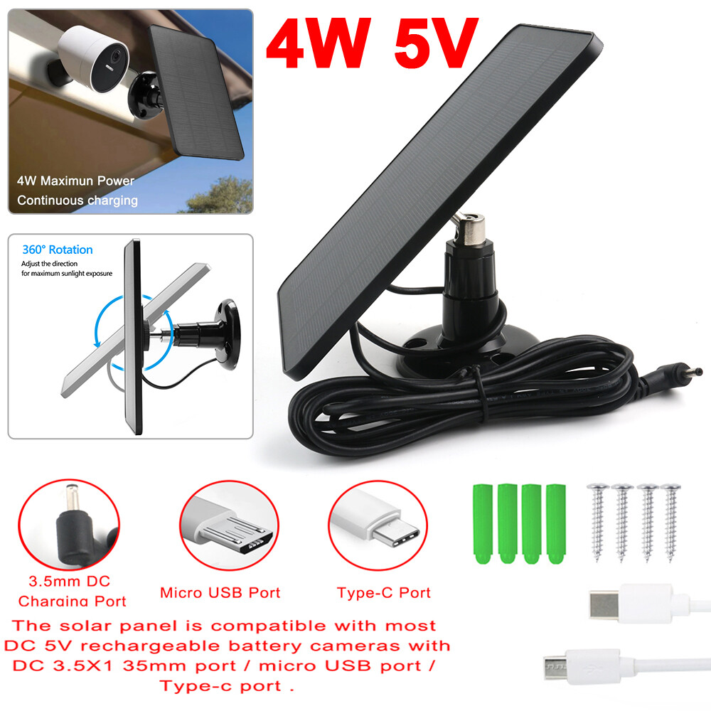 Universal Solar Panel for Ring Stick Up Spotlight Camera Battery With10ft Cable