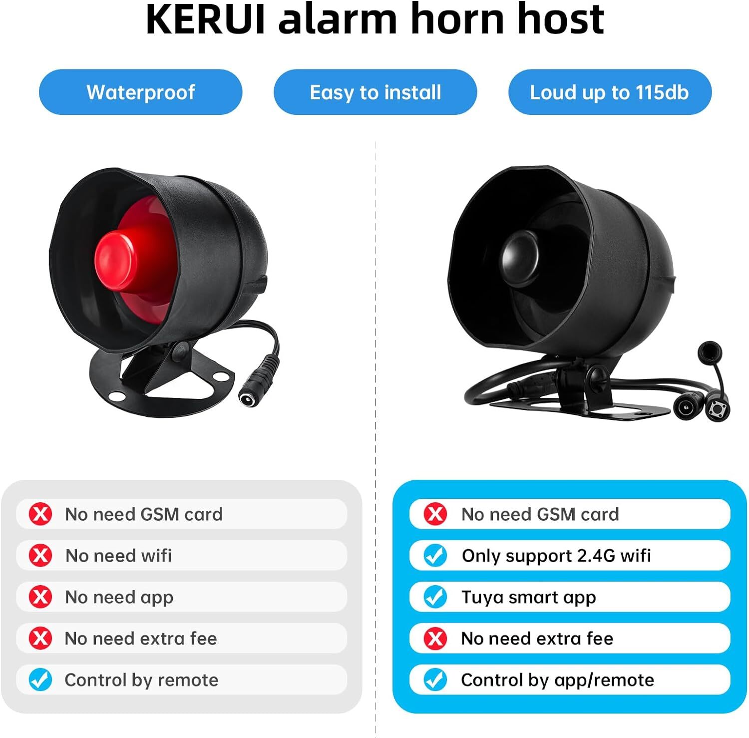 Siren Home Security Tuya Smart WiFi 120dB Loudly Speaker Alarm System Burglar US