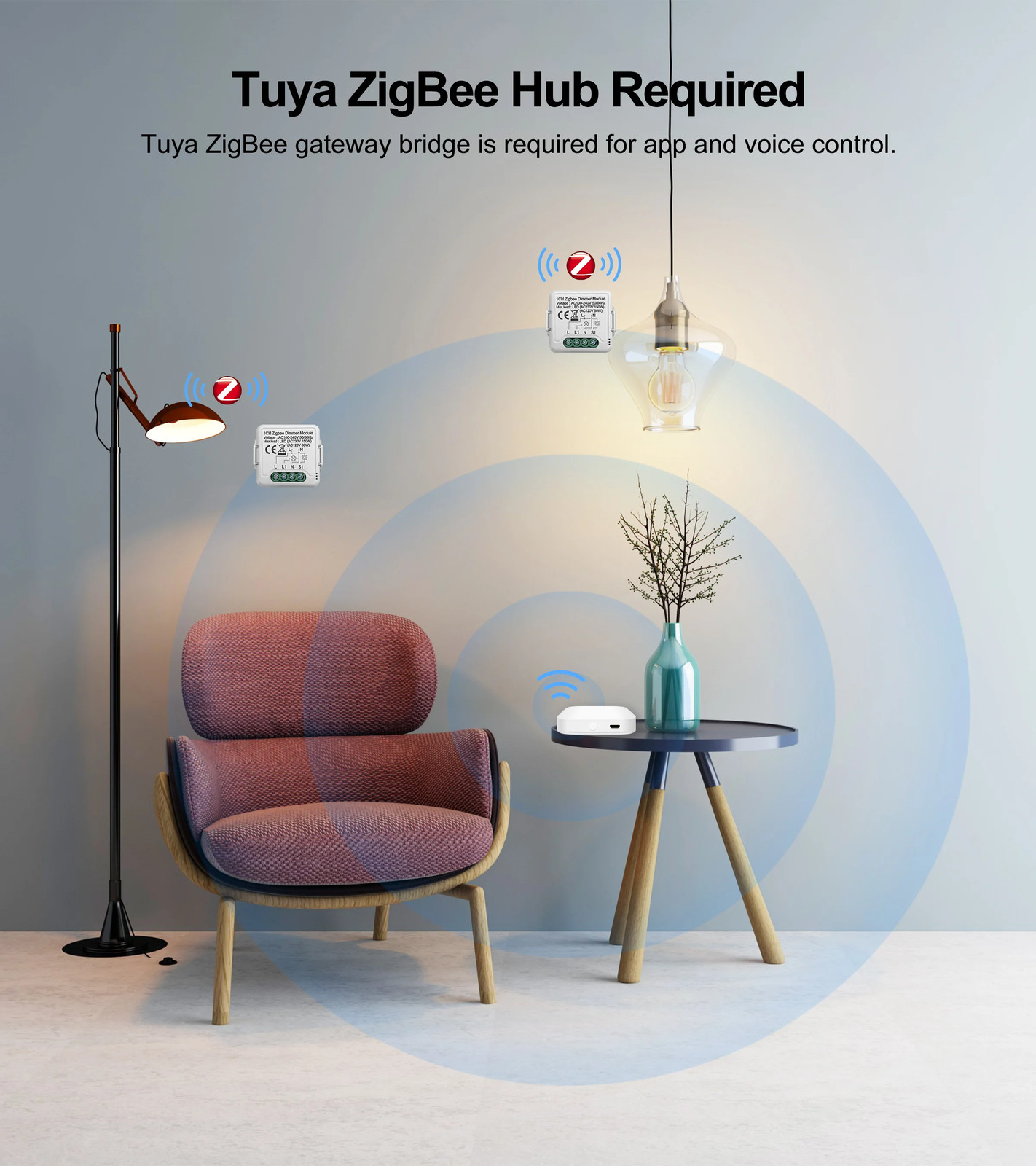 Tuya ZigBee 3.0 Smart Dimmer Switch Module Dimmable Light Switch Work with Alexa