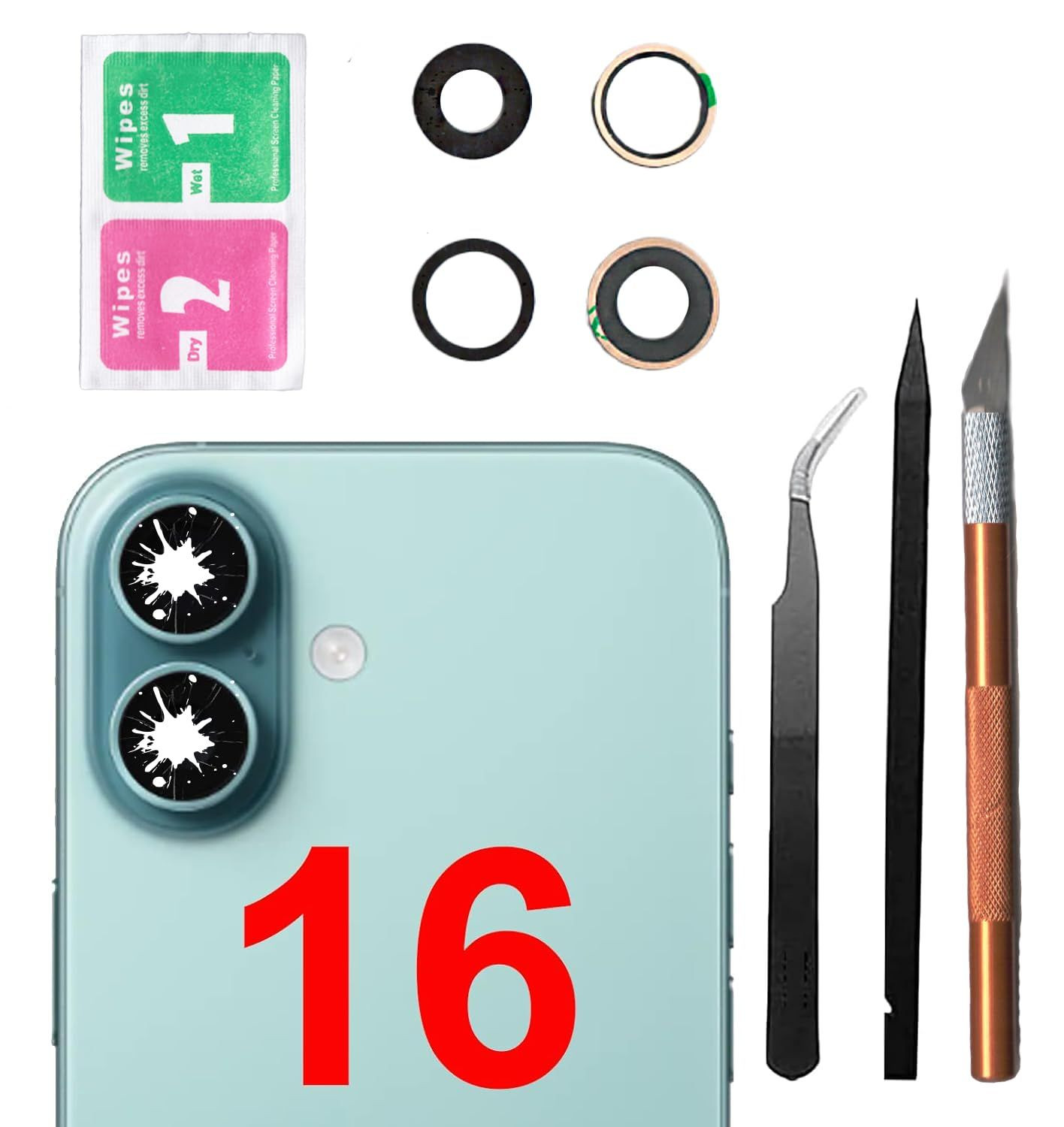 16 Back Rear Camera Lens Glass Replacement for iPhone 16 Glass…