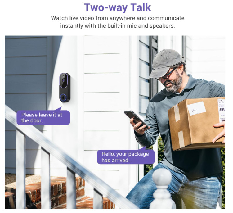 1080P Wireless Video Doorbell Cameras with AI Human Detection & Motion Detection