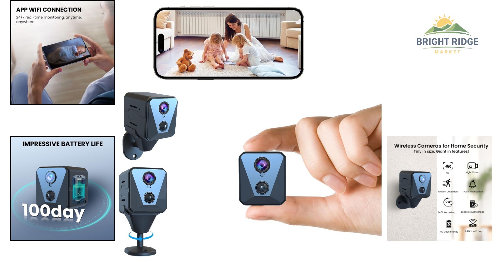 Wireless Indoor Surveillance Camera with Remote Viewing and Long Battery Life