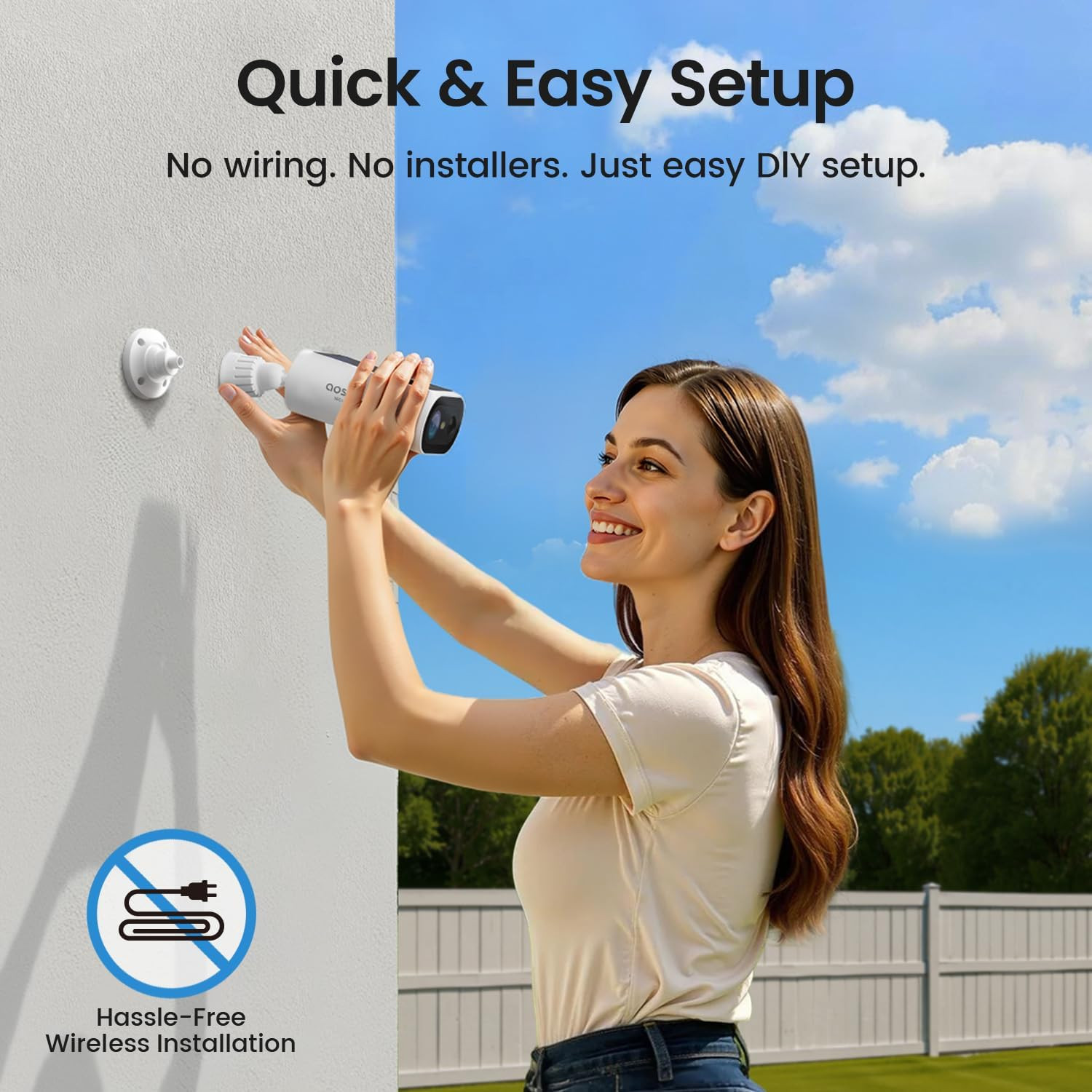 Wireless Solar Security Cameras, 2K Night Vision, 4-Cam Kit, No Subscription