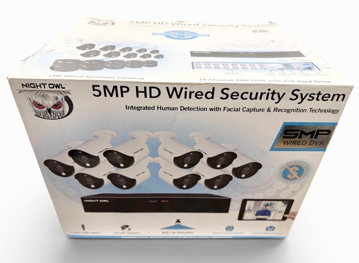 Night Owl 5MP HD Wired Security System 16 Ch 2TB HDD DVR + 10 Cameras