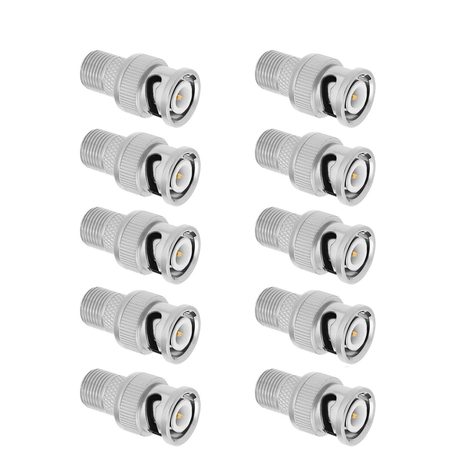 10PCS New BNC Male to F-Type Female Coaxial Adapter for CCTV and TV Application