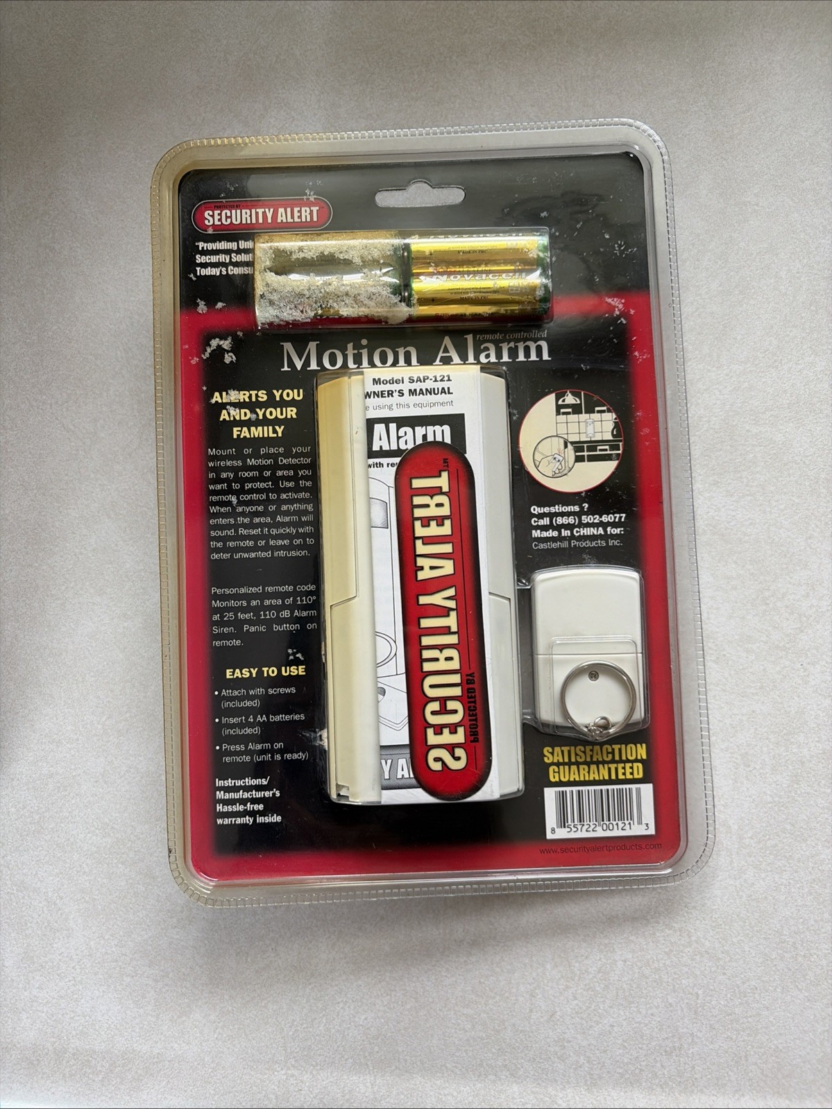 Security Alert System Motion Sensor Alarm Castlehill Products 110db W/Remote NIP
