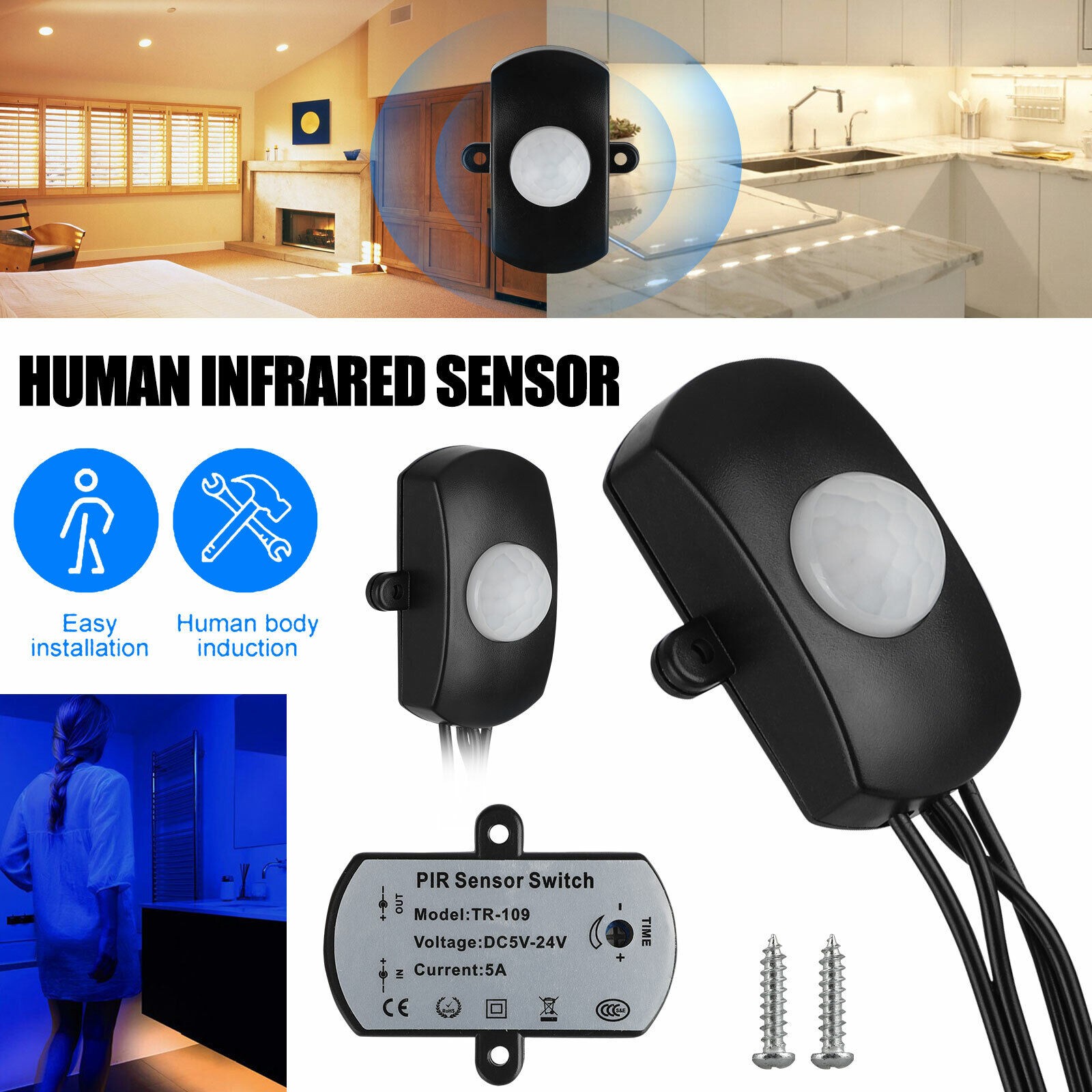 1Pc USB Port Detector Infrared PIR Motion Sensor Switch For Led Light Strip kk