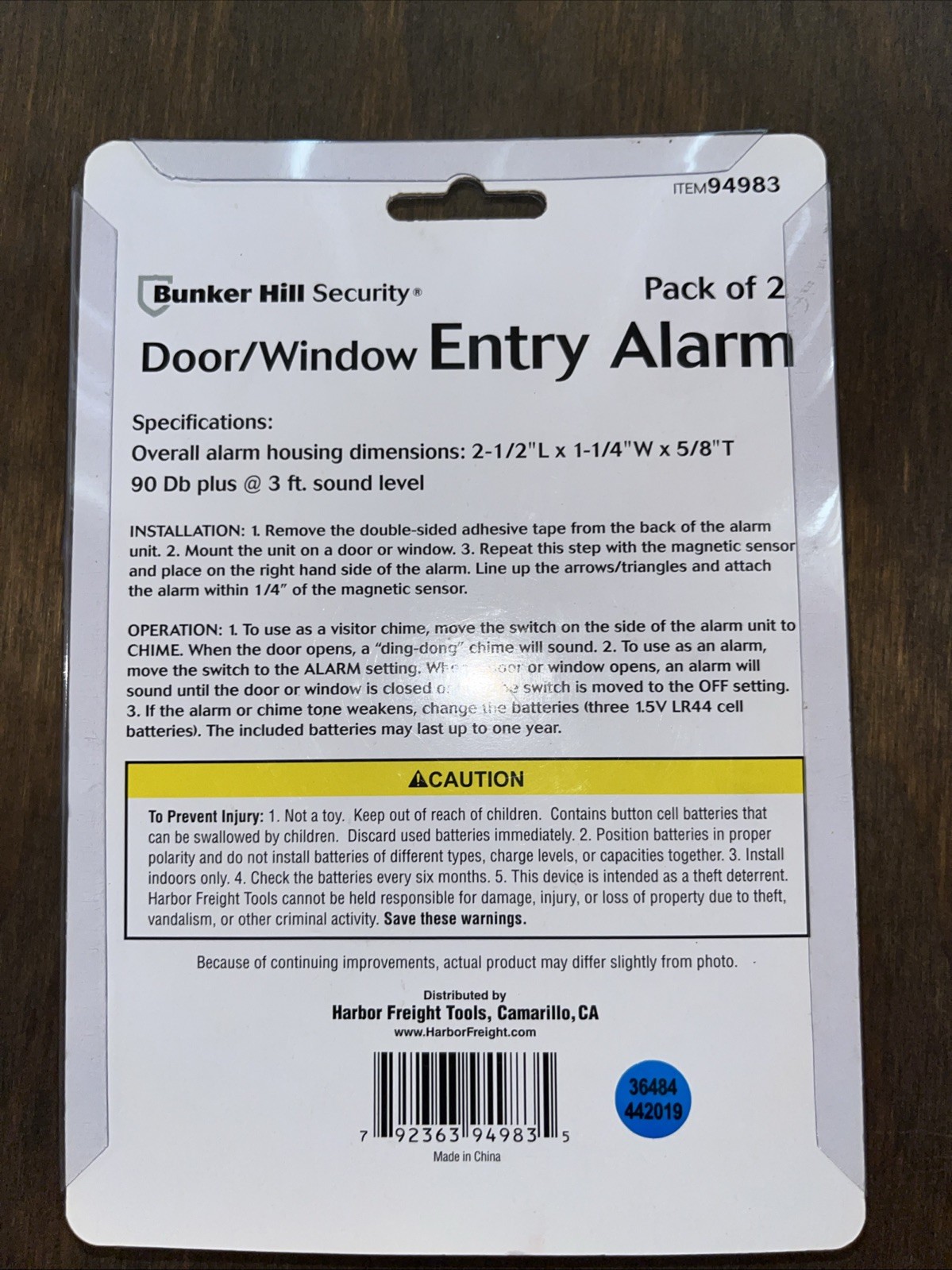 New Sealed Bunker Hill Security Door / Window Entry Alarm Pack of 2 Item 94983