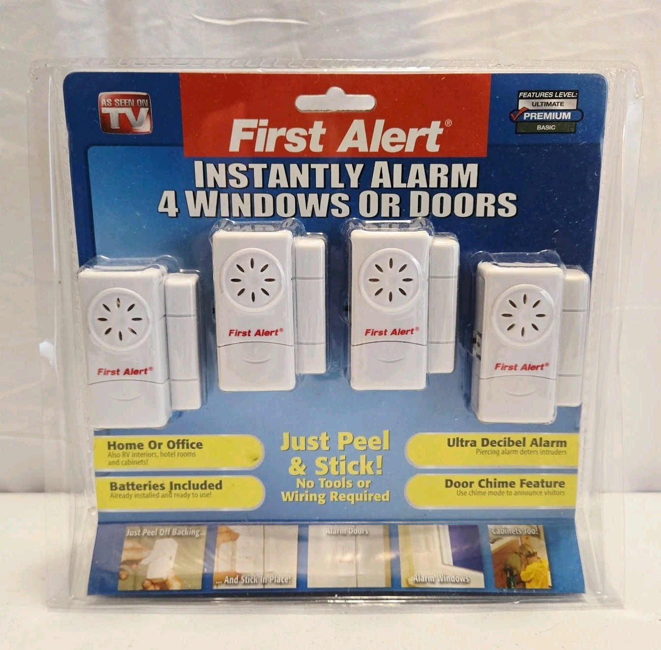 FIRST ALERT Instant Alarms Set Of 4 Windowd Or Doors Security Alarms. Brand New.