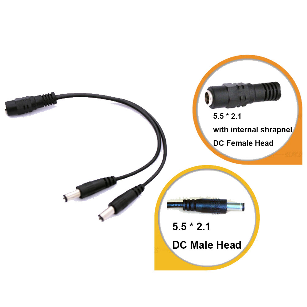 10PCS DC Power Splitter Cable Cord Adapter 1:2 CCTV Security Camera DVR LED