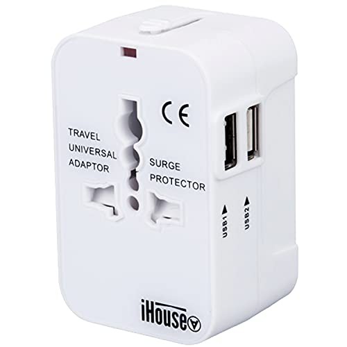 iHouse all International Conversion Plug, 2 USB Ports, Worldwide Compatible