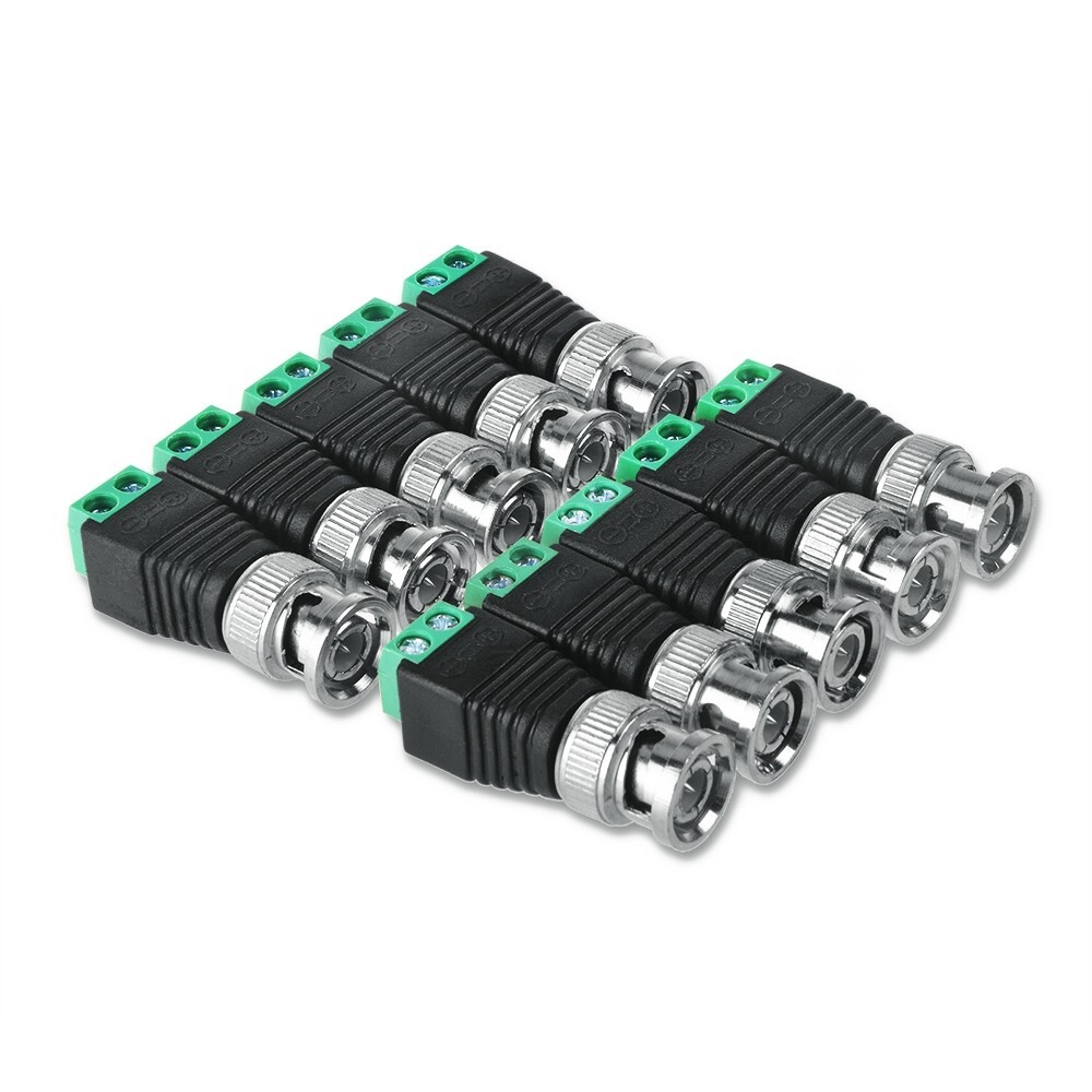 10pcs Screw Terminal BNC Male Cat5 Cat6 cable to BNC Coax Connector for CCTV