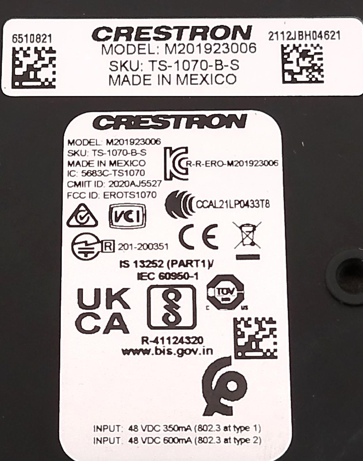 CRESTRON M201923006 10.1″ TABLETOP TOUCHSCREEN CONTROL PANEL