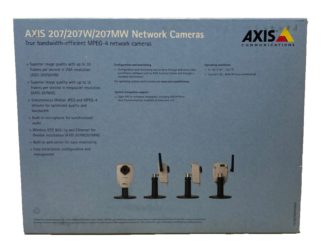 AXIS 207/207W/207MW Network Cameras / VGA Motion JPEG & MPEG-4 / Microphone
