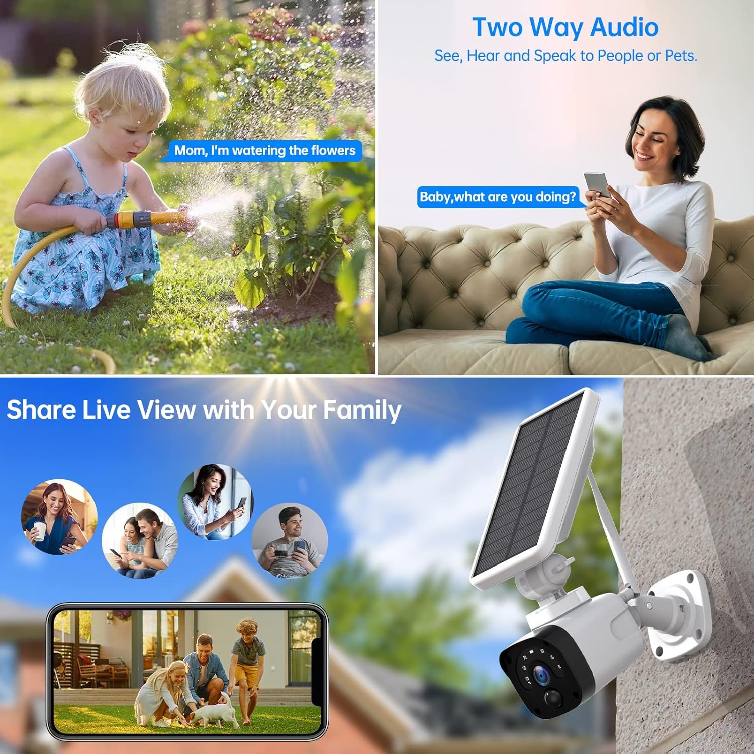 CAMCAMP Solar Battery Powered Wireless Security Camera System Outdoor Home Wifi