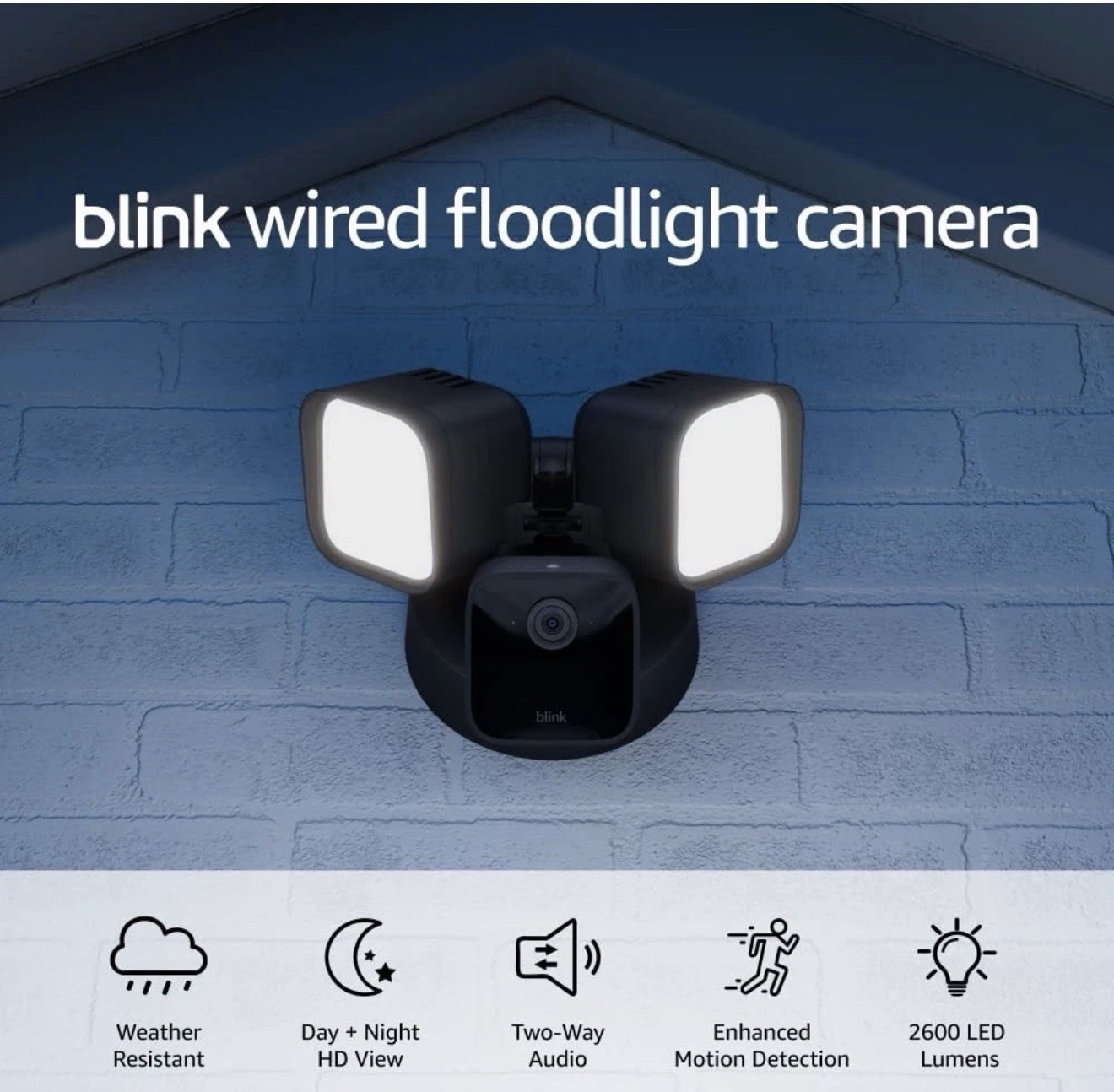 Blink Wired Floodlight Camera 2600 Lumens HD Live View Motion Detect NEW Sealed