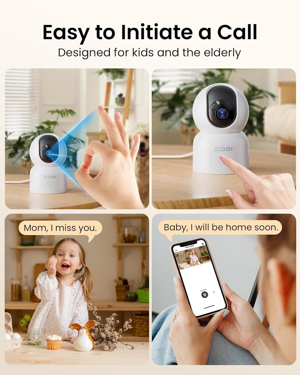 ZOSI 2K 3MP 360° Pan/Tilt Indoor WiFi Security Surveillance IP Camera 2.4/5GHz