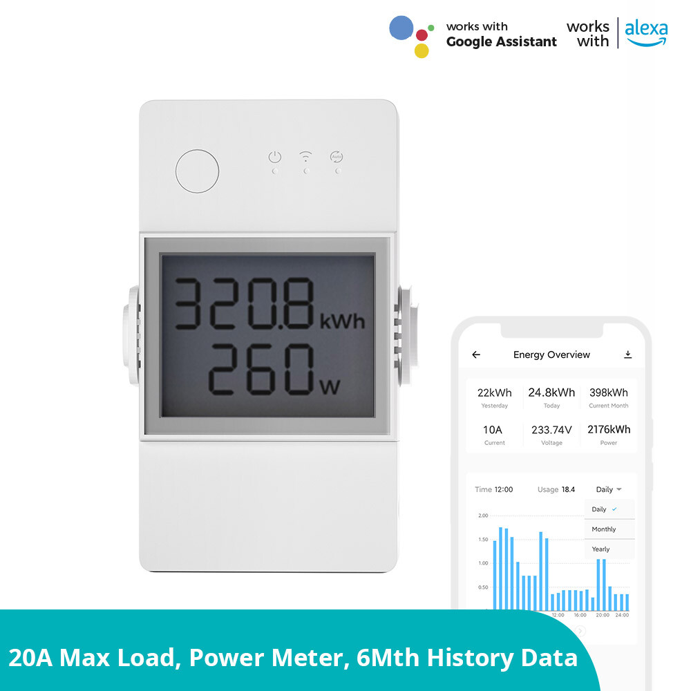 SONOFF 20A Smart Power Meter Switch Module Smart Home WiFi Wireless Light Switch