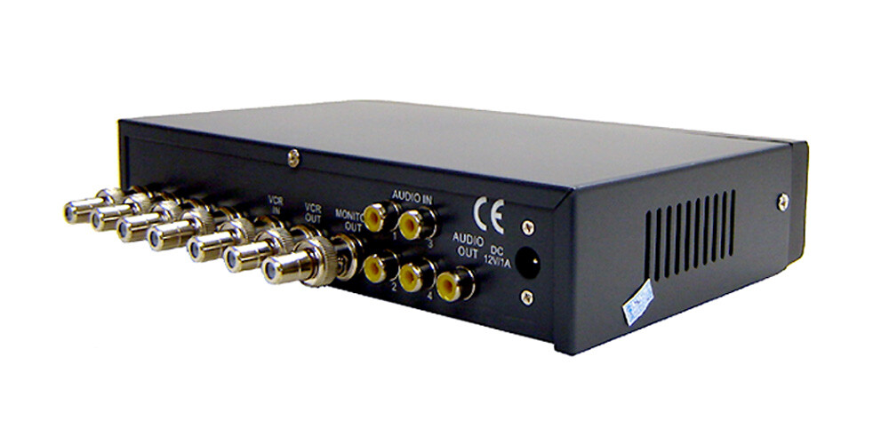 4-Channel Composite BNC RCA Video Mixer Multi-Viewer With Audio Support