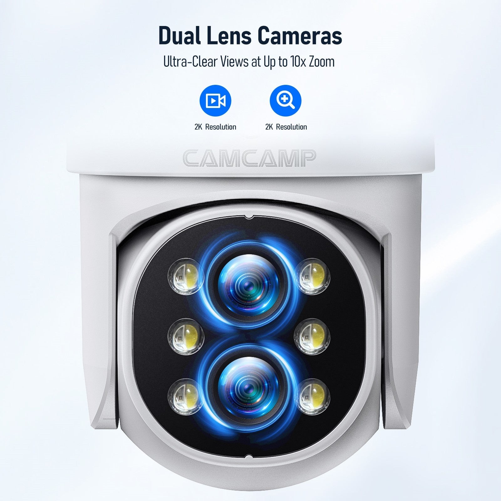 CAMCAMP Wireless Security Camera System Outdoor with 10.1″ LCD Monitor Dual Lens