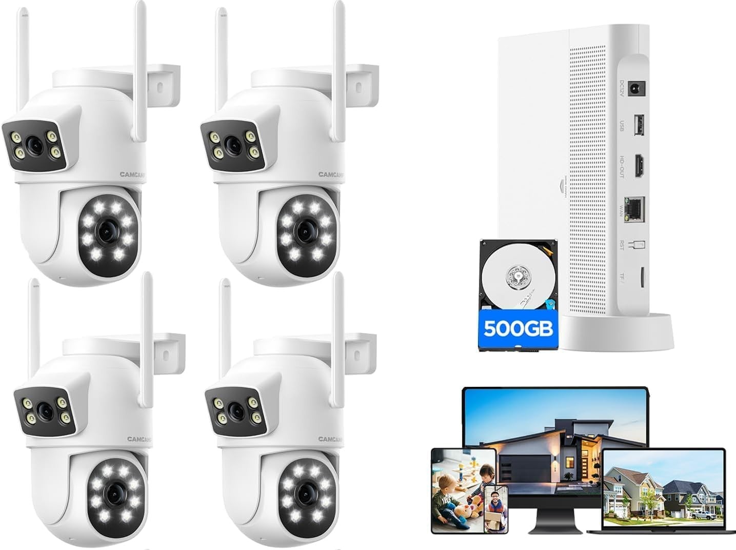 10CH Wireless Security Camera System Outdoor 4MP PTZ HDMI Output NVR 24/7 Record