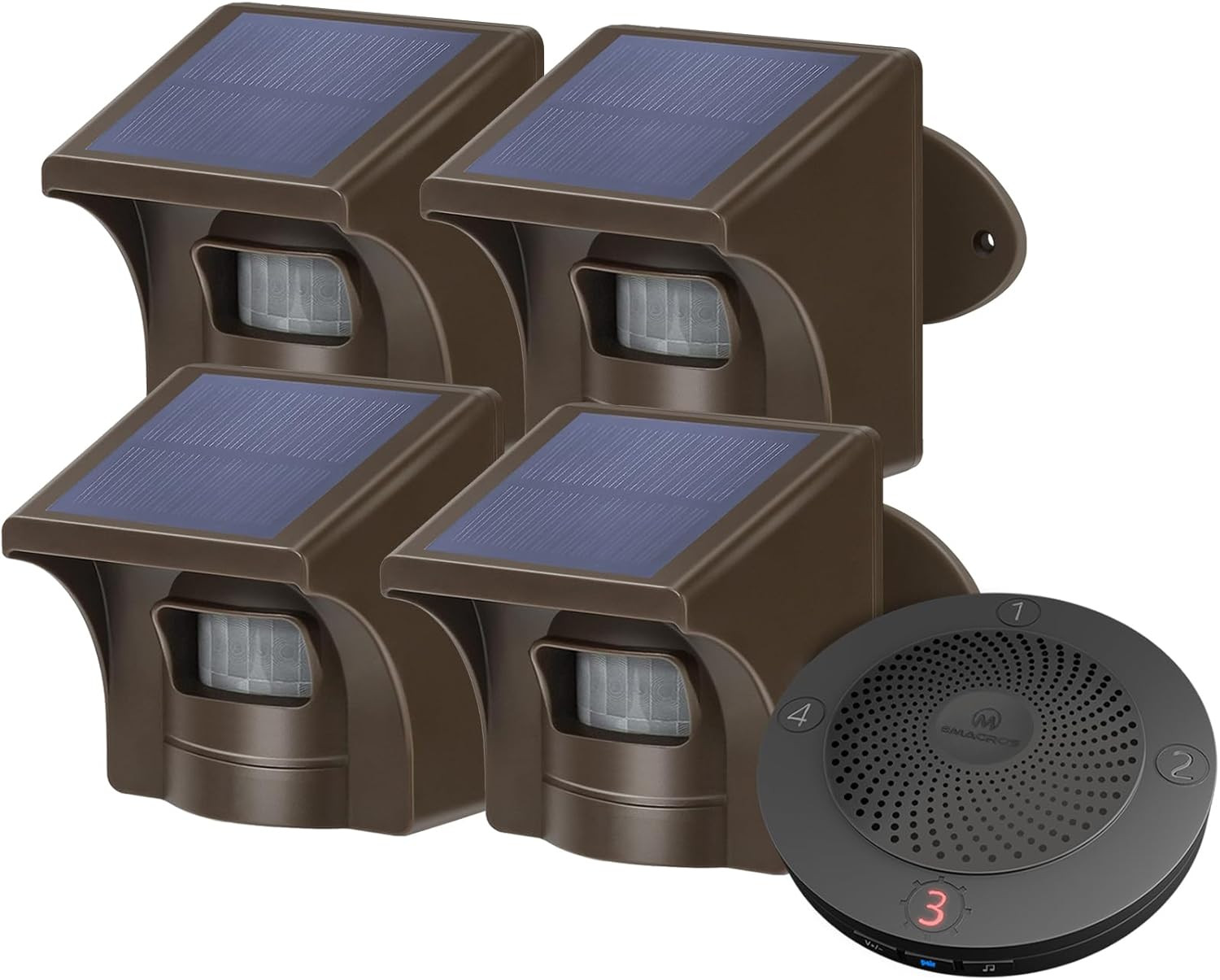 Solar Wireless Driveway Alarm System (1/2 Mile Range, 1 Receiver & 4 Solar Senso