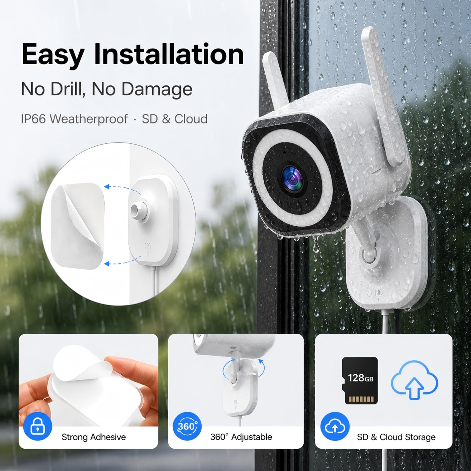 2K Indoor Outdoor Security Cameras for Home Security, Baby Monitor, 2Pack