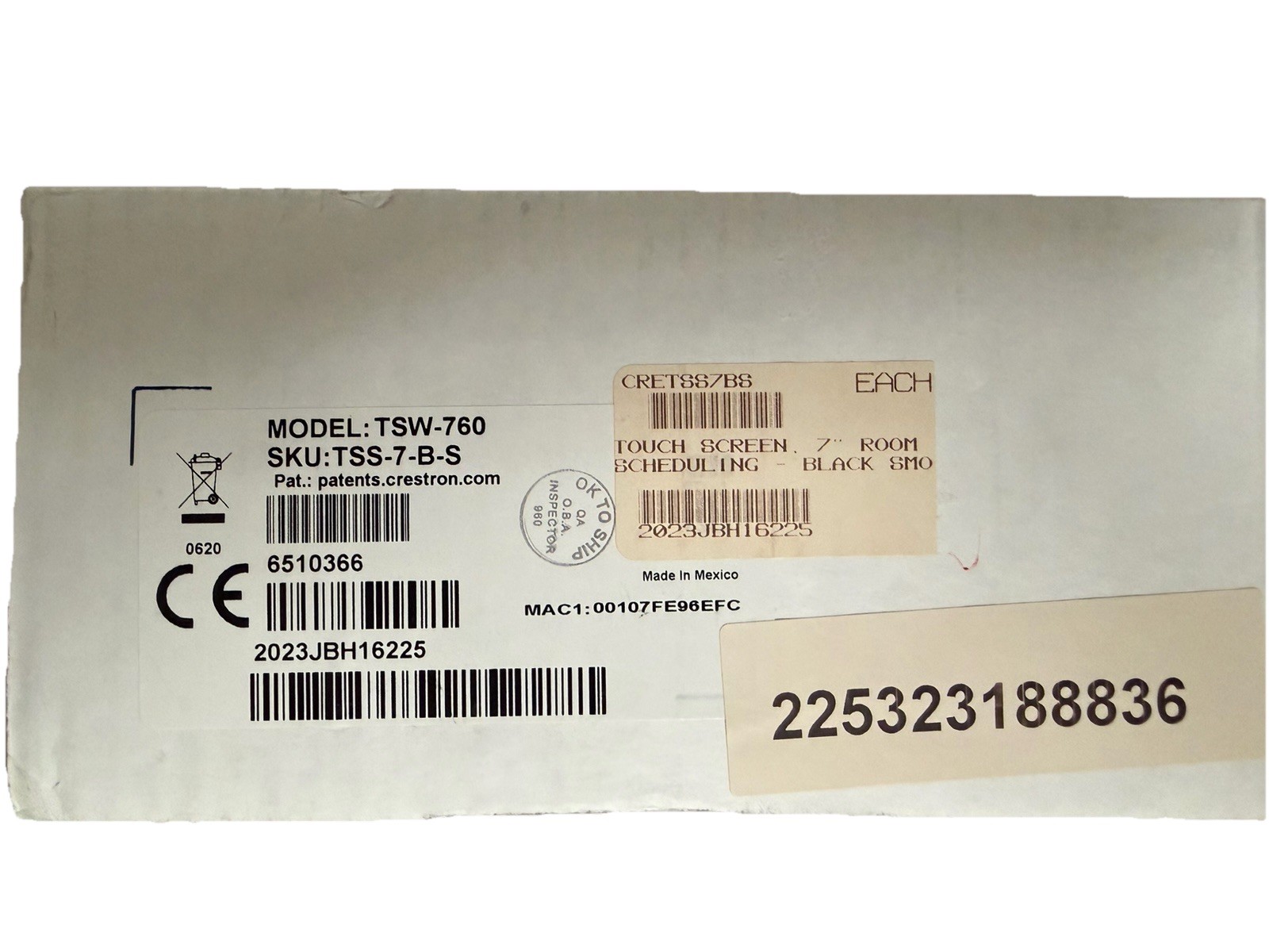 NEW Sealed Crestron TSS-7-B-S TSW-760 7″ Room Scheduling Touch Screen 6510366