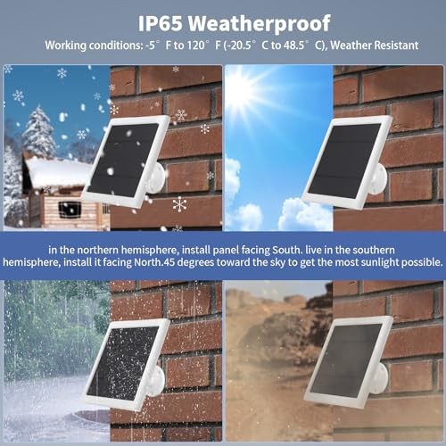 Solar Panel for Ring Camera Outdoor, 1 Pack 5W Solar Charger White Grey