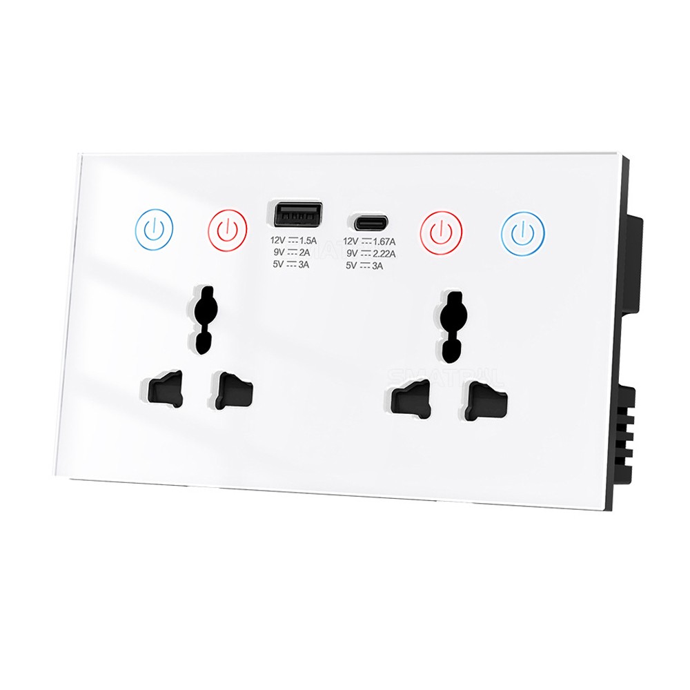 WiFi Smart Socket USB+Type-C 15W Wall Socket Universal Plug Outlet Power Monitor