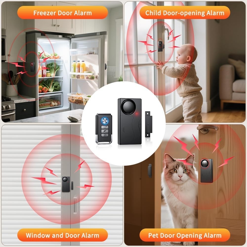 Wireless 110dB Door Alarm with Remote Control – Child and Senior Safety