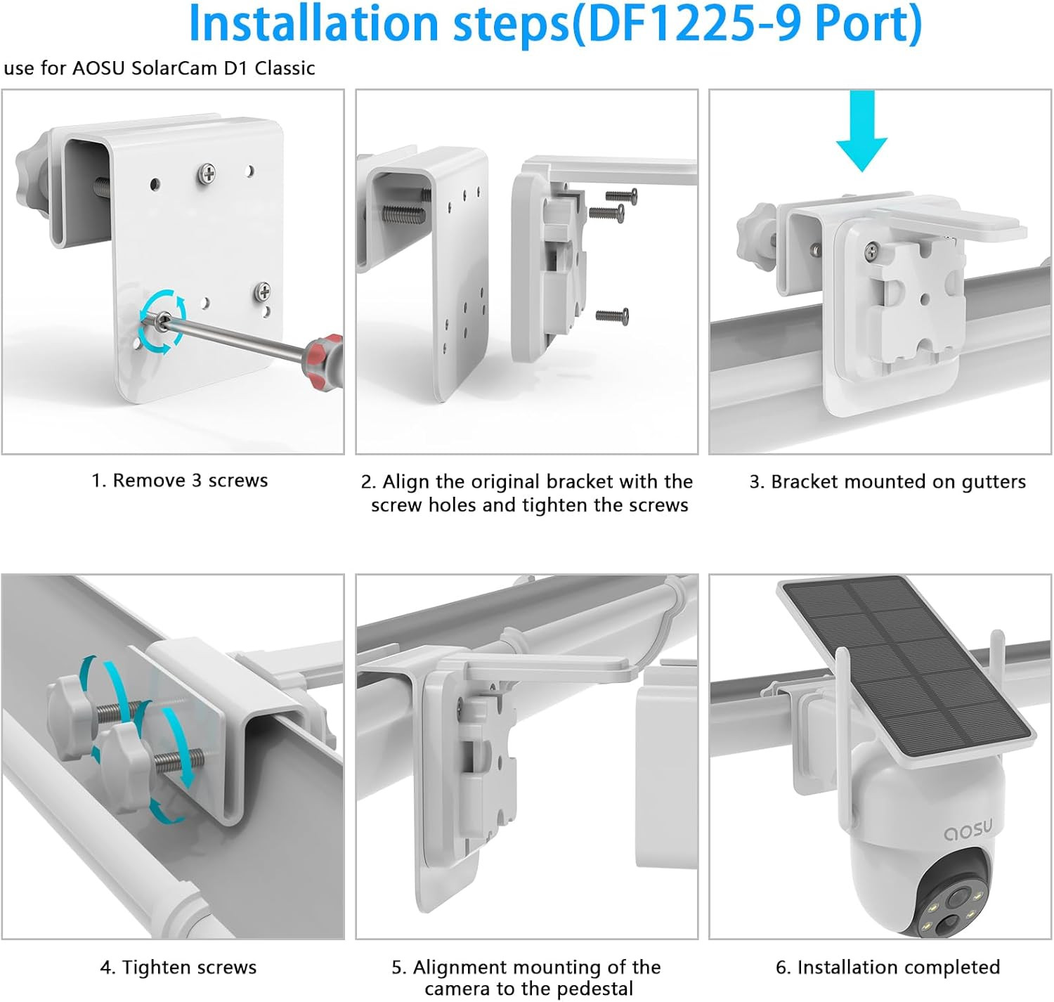 Metal Gutter Mount for AOSU Security Camera Wireless Outdoor (Solarcam D1 Classi