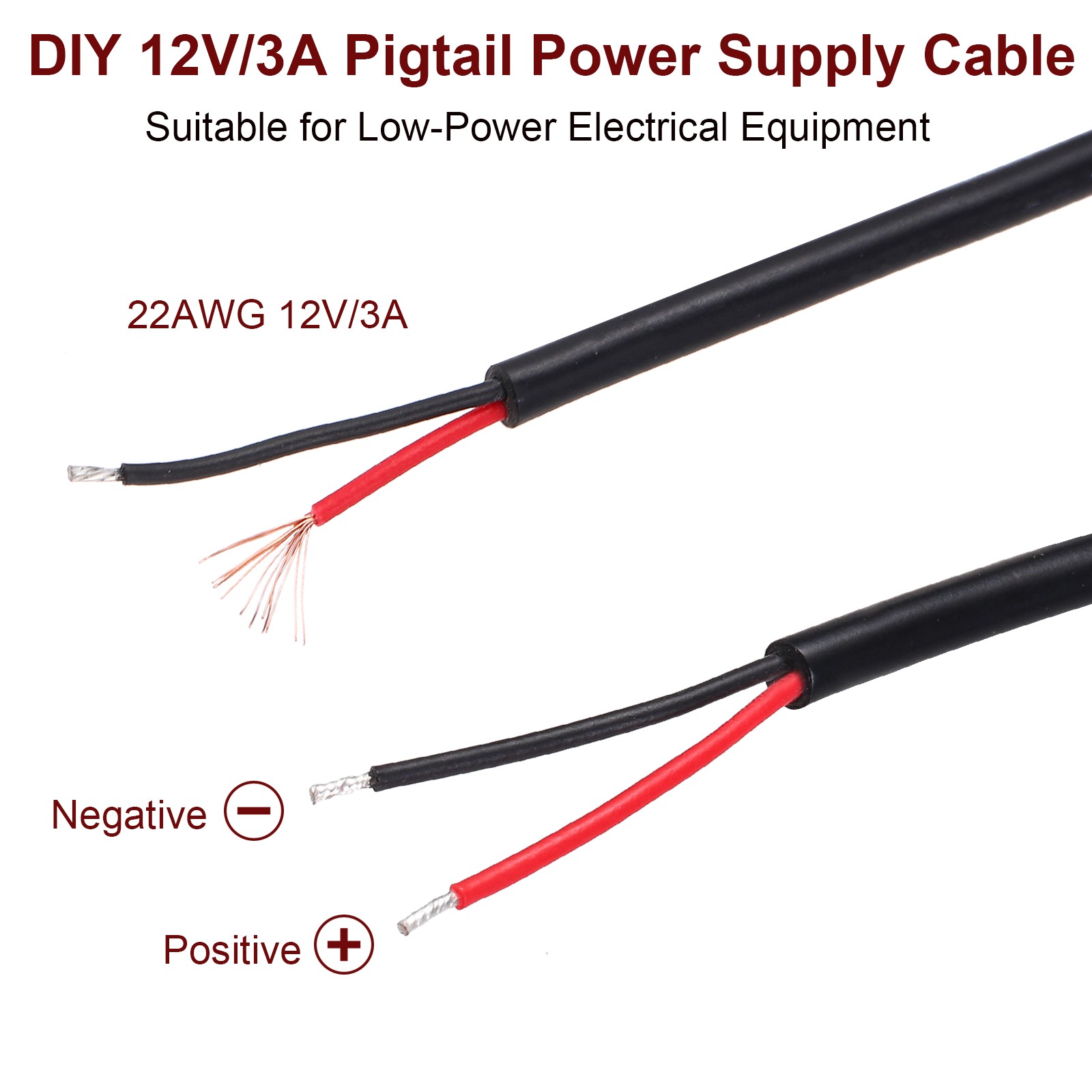 0.25M/0.8Ft Type C Female Plug Bare Wire Cable, 22AWG 12V 3A 2 Pin 4 Pcs