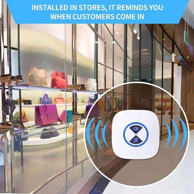 Wireless Door Chime, Security Door Open Sensor, Door Entry Alert for Office