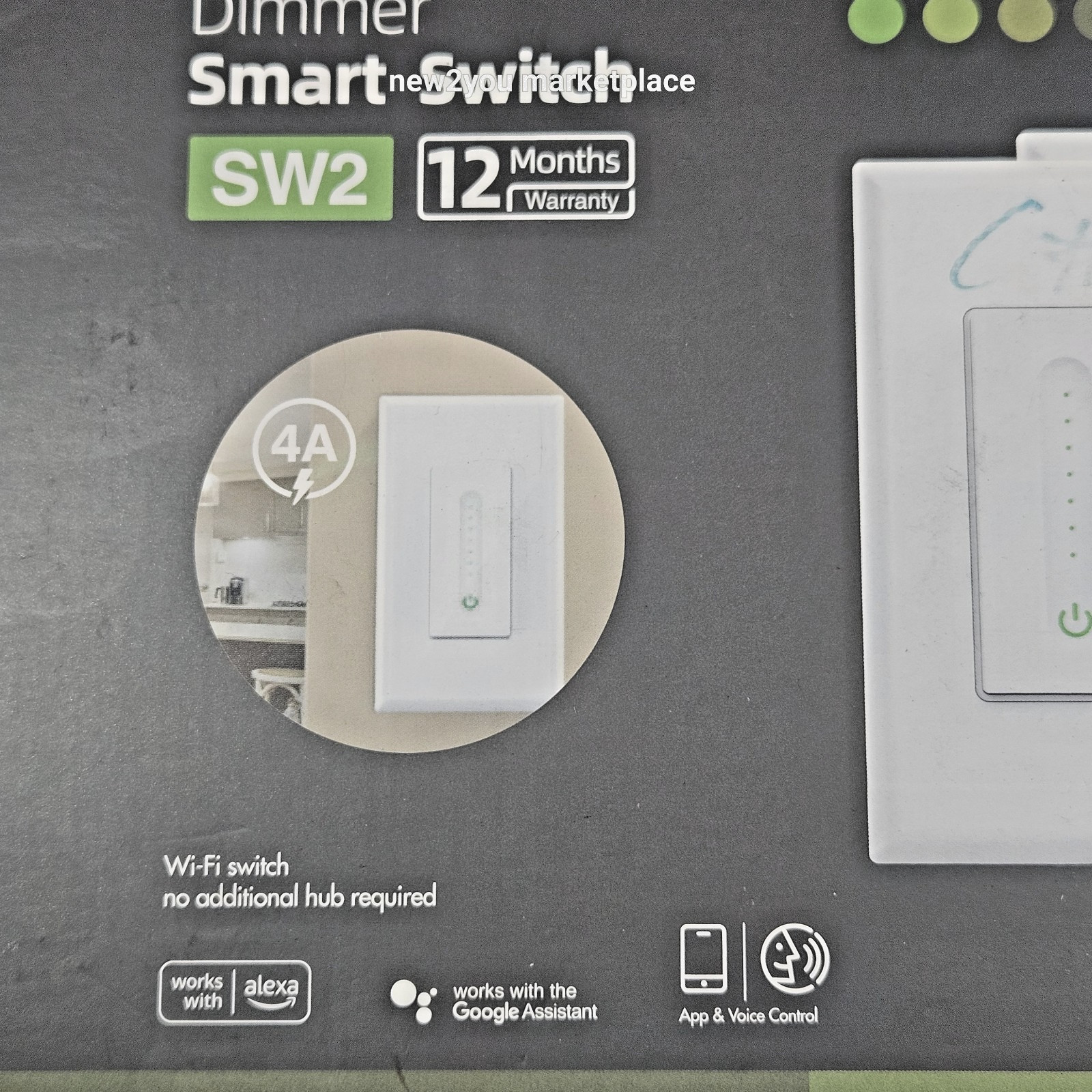 Dimmer Smart Switch SW2 4 Pack Compatible with Alexa & Google light switch